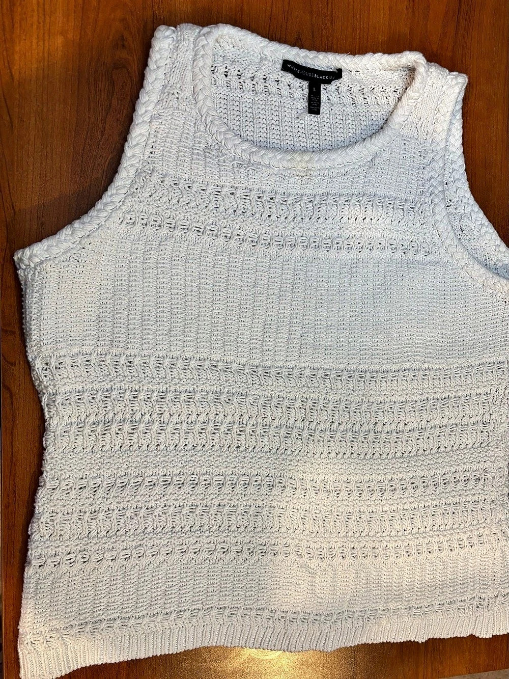 White House Black Market Textured Knit Sweater Tank in White Large